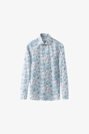 Eton Mens Floral-Pattern Contemporary-Fit Cotton-Twill Shirt