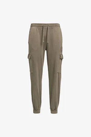 GymShark Mens Premium Legacy Cargo Cotton-Jersey Jogging Bottoms