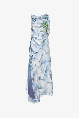 Victoria Beckham Womens Asymmetric Sleeveless Satin Midi Dress