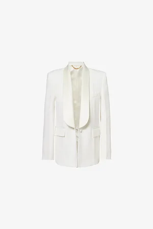 Victoria Beckham Womens Shawl-Lapel Single-Breasted Woven Blazer
