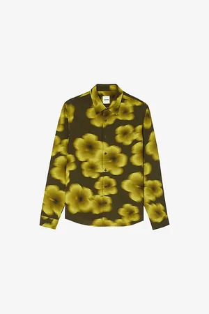 Sandro Mens Floral-Print Long-Sleeved Woven Shirt