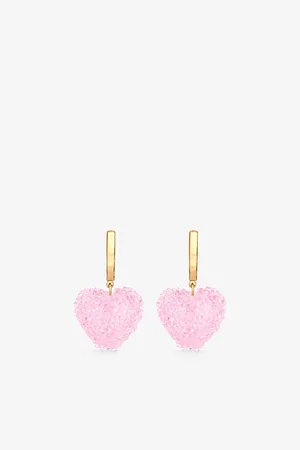 Crystal Haze Womens Jelly Heart 18ct Yellow Gold-Plated Brass and Resin Hoop Earrings