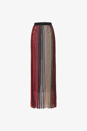 Missoni Womens Striped Metallic-Weave Knitted Maxi Skirt