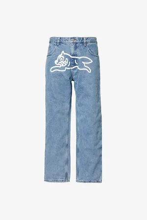 ICECREAM Mens Brand-Print Straight-Leg Relaxed-Fit Denim Jeans