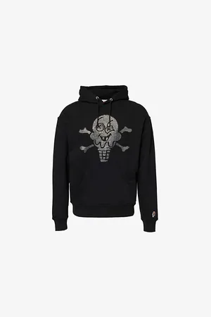 ICECREAM Mens Rhinestone-Embellished Kangaroo-Pocket Cotton-Jersey Hoody
