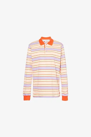 J.W.Anderson Womens Striped Polo-Collar Cotton-Jersey Top