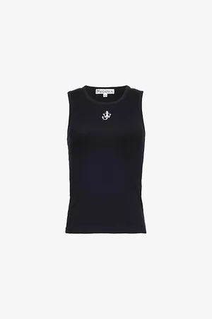 J.W.Anderson Womens Embroidered-Anchor Ribbed Cotton-Jersey Top