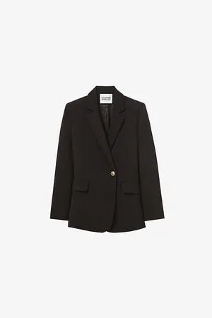 Claudie Pierlot Womens Double-Breasted Single-Pocket Woven Blazer