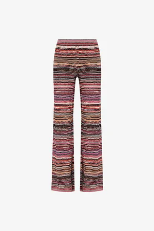 Missoni Womens Striped Metallic-Weave Straight-Leg Mid-Rise Knitted Trousers