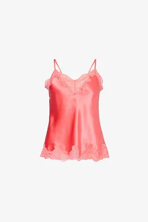 Nk Imode Womens Morgan Floral Lace-Trimmed Silk Top