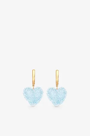 Crystal Haze Womens Jelly Heart 18ct Yellow Gold-Plated Brass and Resin Hoop Earrings