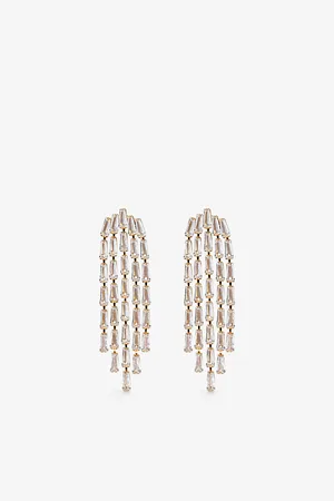 Crystal Haze Womens Divine 18ct Yellow -Plated Brass and Cubic Zirconia Drop Earrings