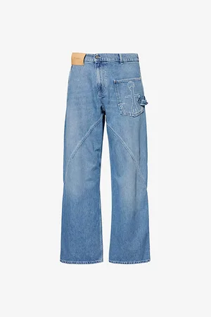 J.W.Anderson Mens Twisted Workwear Panelled Wide-Leg Denim Jeans