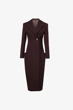 Givenchy Womens Notch-Lapel Two-Slip-Pockets Regular-Fit Wool Coat