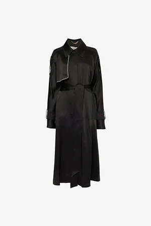 Victoria Beckham Womens Belted Two-Welt-Pockets Relaxed-Fit Woven-Blend Coat