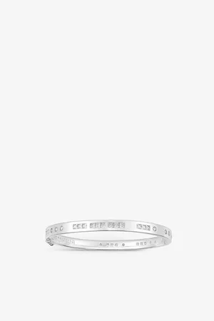 APM Monaco Womens Bonheur Morse Code Sterling- and Cubic Zirconia Bangle