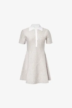 Givenchy Womens Monogram Polo-Collar Stretch-Wool Blend Mini Dress