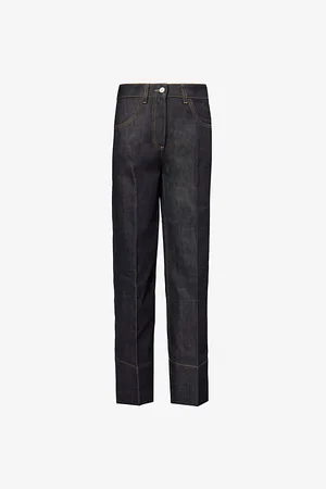 Givenchy Womens Brand-Embroidery Two-Slip-Pockets Straight-Leg High-Rise Denim Jeans