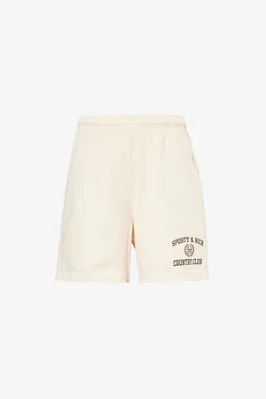 Sporty & Rich Womens Country Brand-Print Cotton-Jersey Shorts