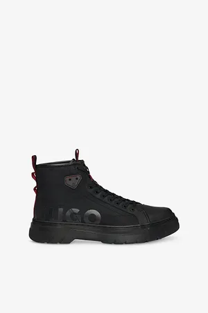 HUGO BOSS Brand-Print Recycled-Polyester High-Top Trainers