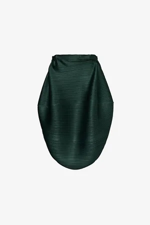 PLEATS PLEASE ISSEY MIYAKE Womens December Asymmetric-Hem Knitted Midi Skirt