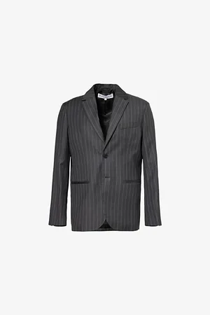 J.W.Anderson Mens Pinstripe Tailored Single-Breasted Wool Blazer