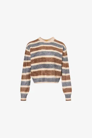 Guest In Residence Womens Grizzly Stripe-Knit Cashmere Jumper