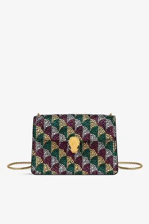 Bvlgari Womens Serpenti Forever Mini Suede Covered Calla-Crystal Cross-Body Bag
