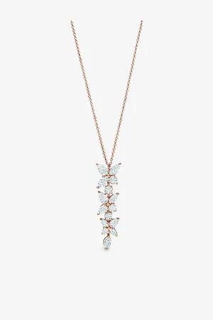 Tiffany & Co. Victoria Mixed Cluster 18ct Rose-Gold and Diamond Drop Pendant Necklace