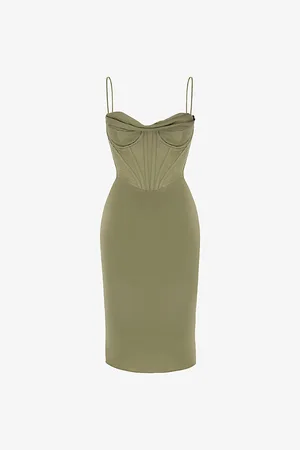 House Of Cb Womens Myrna Corset Satin Dress