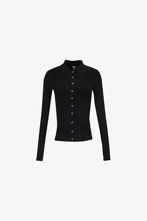 Paige Womens Jayde Button-Front Ribbed-Knit Top