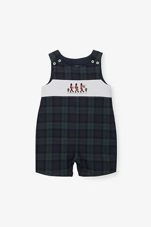 FrenchTrotters Archie Marching Band Embroidered Smocked Cotton Romper 3-24 Months