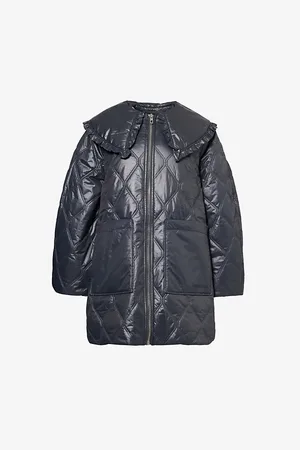 Ganni Womens Shiny Quilted Recycled-Nylon Jacket