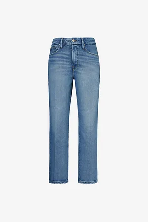 GOOD AMERICAN Womens Good Legs Five-Pockets Straight-Leg High-Rise Woven-Blend Jeans
