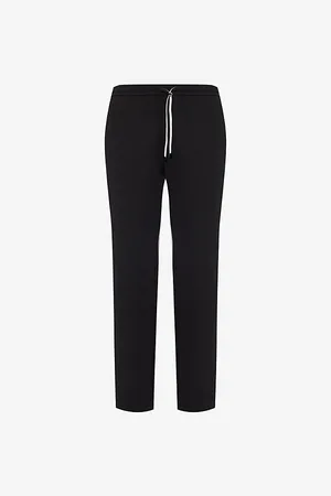 Emporio Armani Mens Logo-Embroidered Straight-Leg Stretch-Cotton Jogging Bottoms