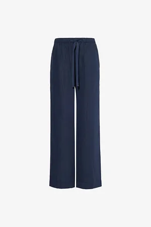 Vince Womens Utility Two-Welt-Pockets Wide-Leg High-Rise Woven-Blend Trousers