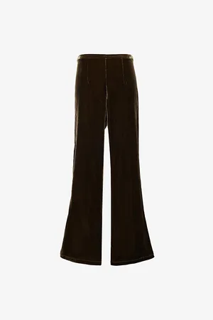 LE KASHA Womens Sanpolo Velvet Straight-Leg High-Rise Woven-Blend Trousers