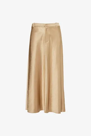 Vince Womens Satin Flared Woven-Blend Midi Skirt