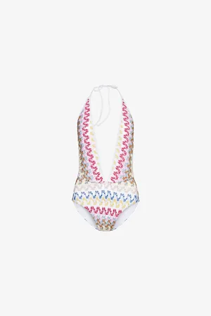 Missoni Womens Plunge-Neckline Metallic-Knit Swimsuit