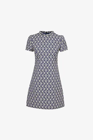 VALENTINO GARAVANI Womens Monogram-Pattern Wool-Jacquard Mini Dress