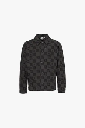 Daily paper Mens Membuti Chess Logo-Pattern Cotton and Linen Shirt