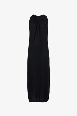 Frenckenberger Womens Draped Sleeveless Wool and Cashmere-Blend Maxi Dress