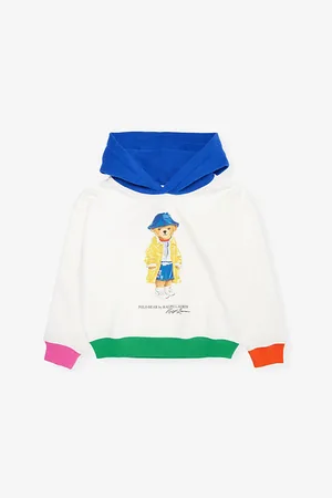 Ralph Lauren Bear-Print Contrasting-Trim Cotton-Blend Hoody 3-6 Years