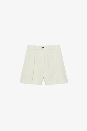 Reiss Womens Millie Pleated-Front High-Rise Woven Shorts