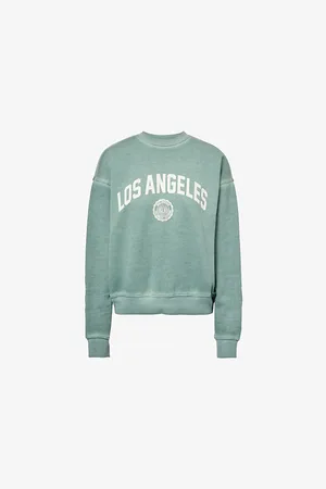 GOOD AMERICAN Womens Text-Print Brushed-Interior Cotton-Blend Sweatshirt
