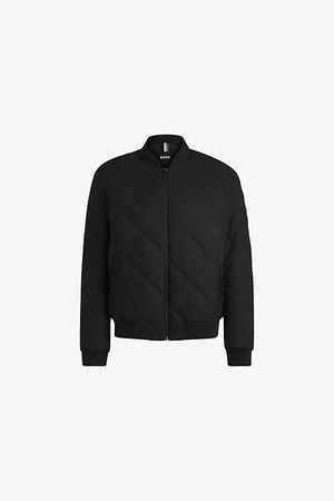 HUGO BOSS Mens Quilted Baseball-Collar Wool-Blend Jacket