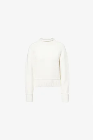 GOOD AMERICAN Womens Rolled-Neck Raglan-Long-Sleeves Knitted Jumper