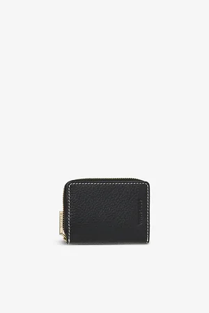 Whistles Womens Koa Contrast-Stitch Square Leather Purse