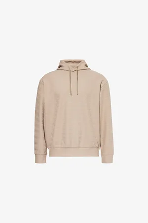 Emporio Armani Mens All-Over Logo-Embroidered Lyocell and Cotton-Blend Hoody