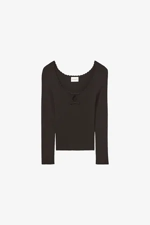 Claudie Pierlot Womens Scoop-Neckline Knitted Top